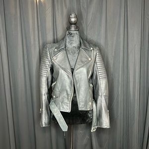 Zara black moto leather jacket